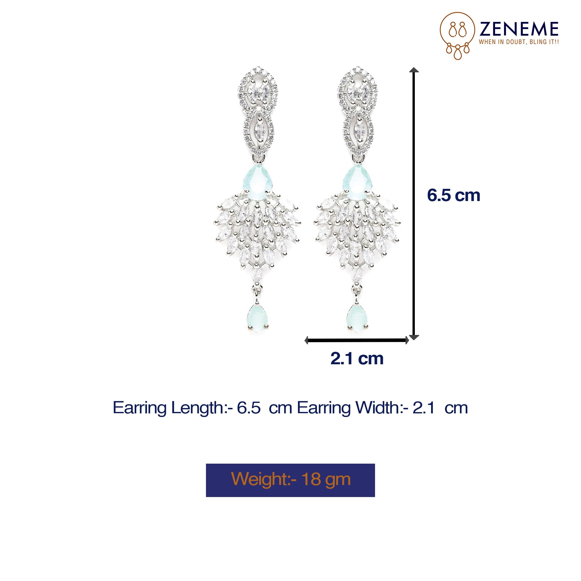 Rhodium-Plated Diamond Studded Spiked Drop Earrings
