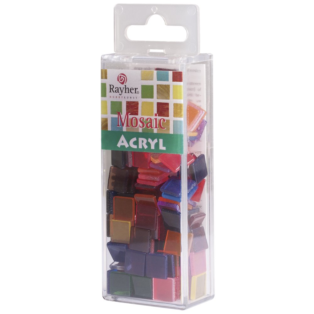 Rayher 14540999 Pierres de mosaïque, multicolore, transparent, acrylique, env. 205 pces., 1X1cm, arts créatifs