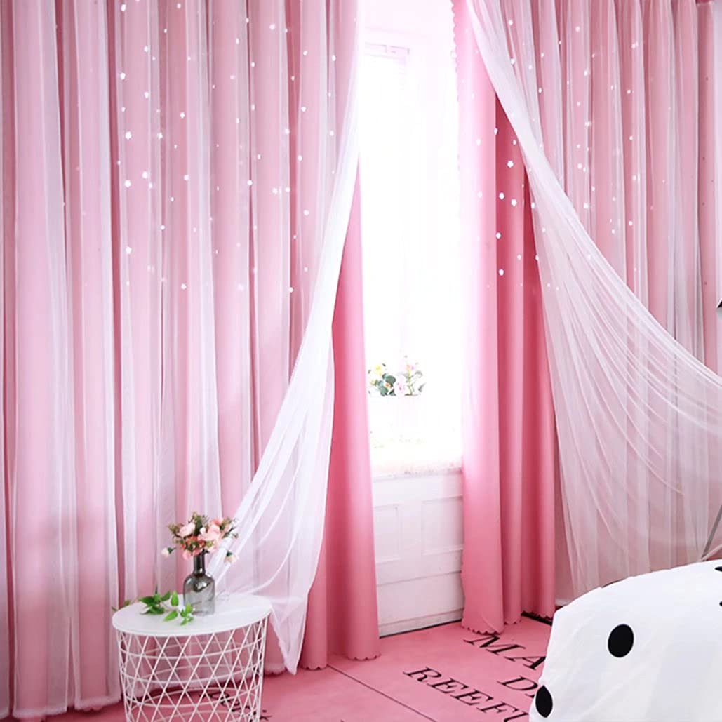 Amazon｜カーテン 姫系 ピンク おしゃれ 遮光 グラデーション レース