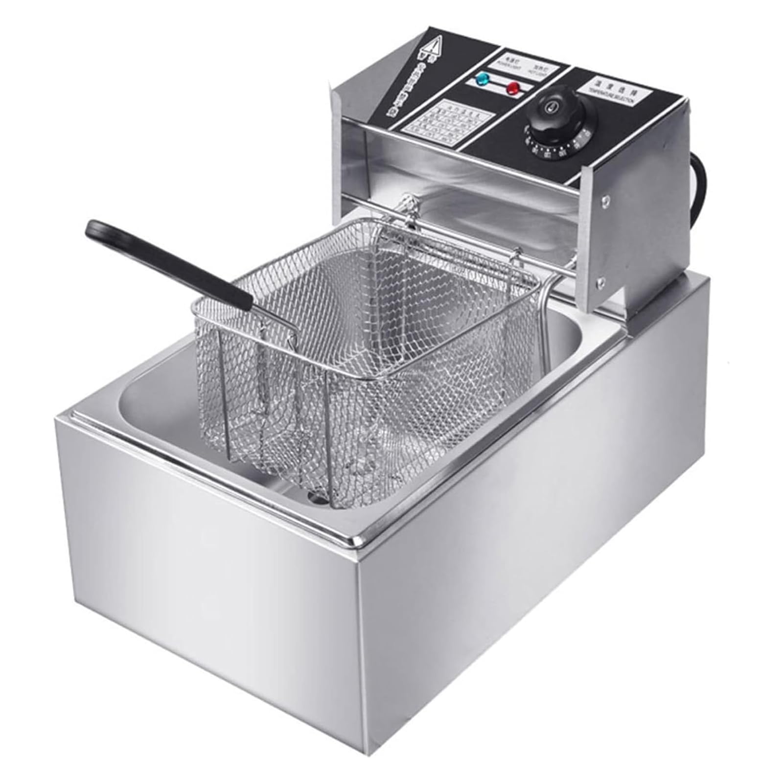 Friggitrice Elettrica da Banco da 6 Litri, Friggitrici Commerciali da 1500 W con Cestello di Scarico E Coperchio per Uso Ristorante per Patatine Fritte, Ciambelle al Tacchino, Cucina