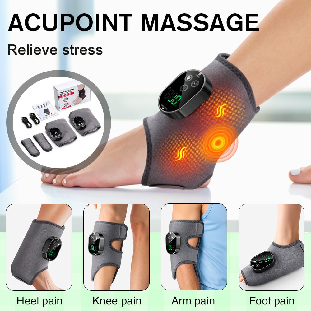 2 Stück 3-In-1-Fußmassagegerät, Foot Massager mit 3 Modi 6 Wärmestufen, Knöchel Massagegerät mit 3000mAh Akku, Elektrisch Tragbares Fussmassagegerät für Knöchel, Ferse, Sohle, Fußrücken