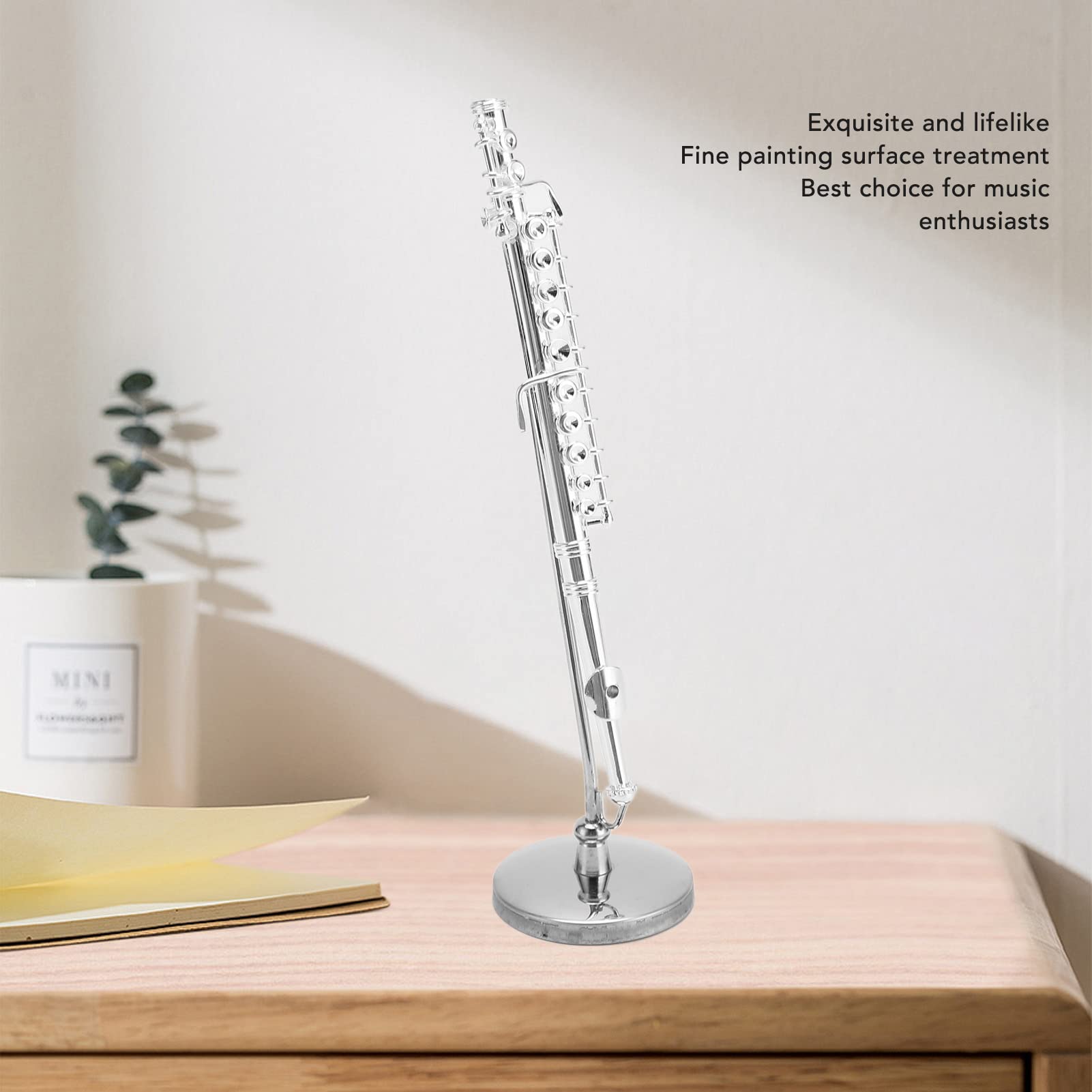 Flauta en Miniatura de Cobre ,Flauta en Miniatura Resistente a los Impactos ,Modelo de Flauta en Miniatura de Oro Estable y Resistente Al Desgaste ,con Soporte y Estuche