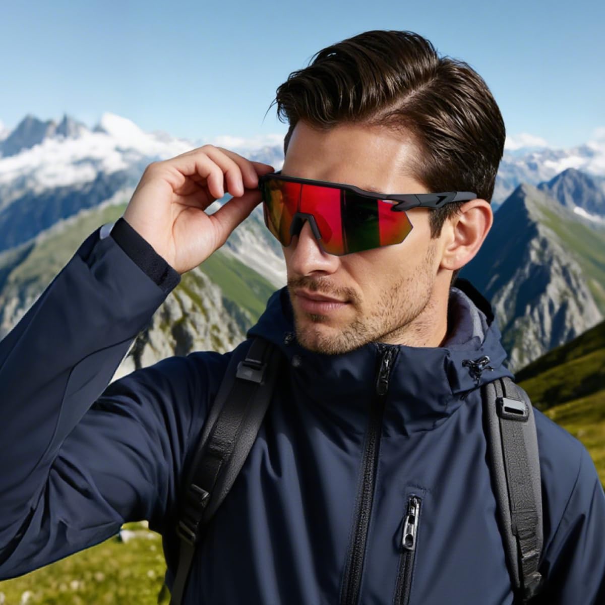 SEKKAF Lunettes de soleil de sport polarisées pour homme et femme, protection UV, légères, pour course à pied, cyclisme, plaquettes de nez antidérapantes