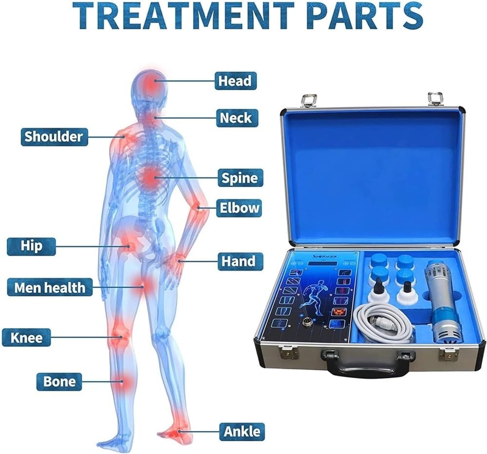 Dispositivo quiropráctico de rehabilitación, Dispositivo portátil de Terapia de Ondas de Choque extracorpóreas ED, con 7 Cabezales de Masaje, masajeador de Cuerpo Entero para Lesiones Deportivas, do