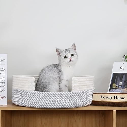 Miniatura 2 de BSMstone Cama para gatos, cuerda de algodón, camas para gatos de interior, cama lavable para perros pequeños, alfombrilla rascador para mascotas,
