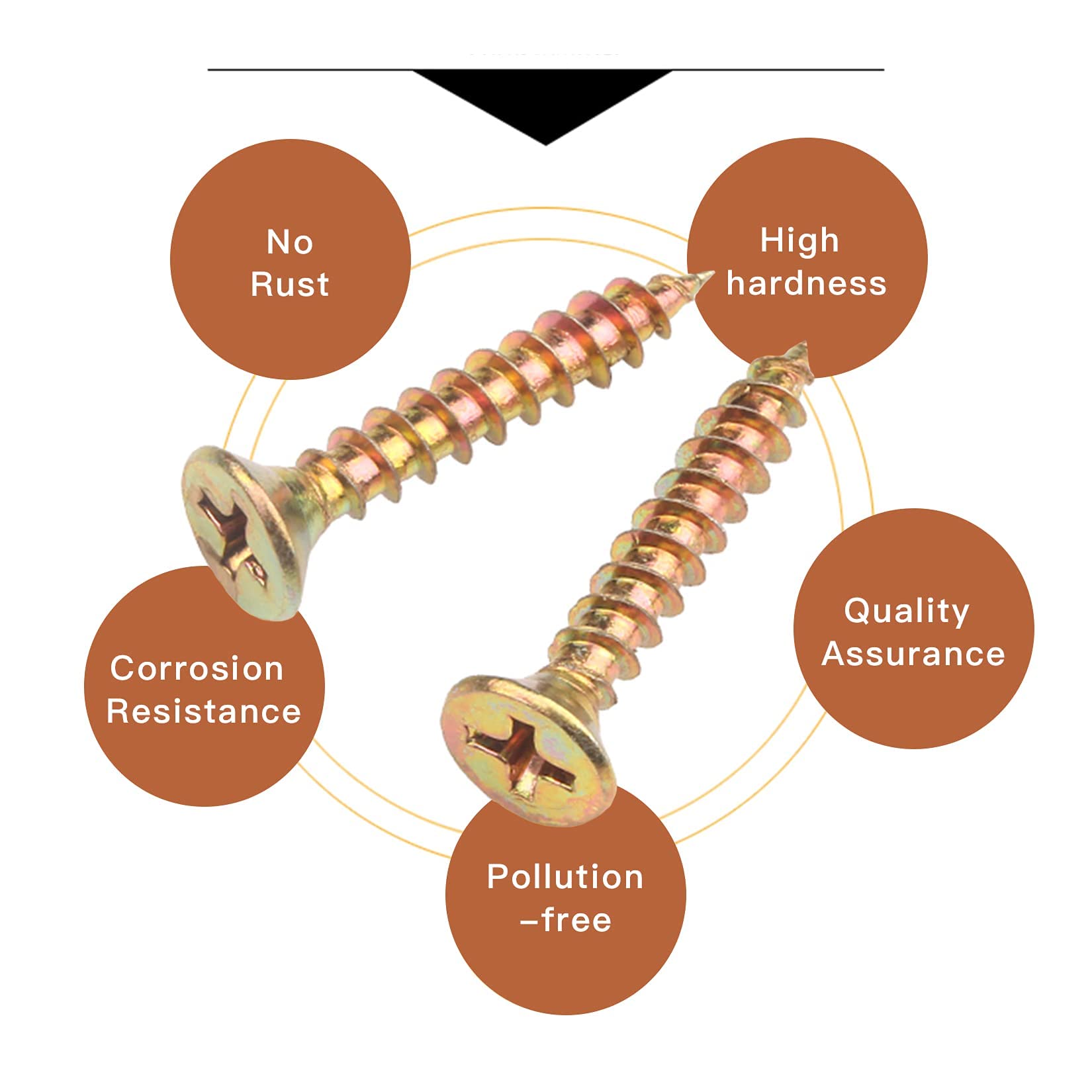 335 Pcs Self-tapping Wood Screw Kits, Assorted Cross Pan Head Countersunk Zinc-Plated Concrete Screws - Image 3