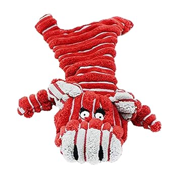 KUTKUT Crinkle Dog Squeaky No Stuffing Dog Plush Chew Toy for Puppy Medium and Large Dogs Squeak Toy