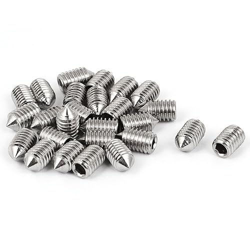 IIVVERR M6 x 0.394 in 304 de acero inoxidable cono de punta hexagonal Juego de dados Tornillo 25 Pcs (M6 x 0.394 in 304 Juego de dados hexagonales