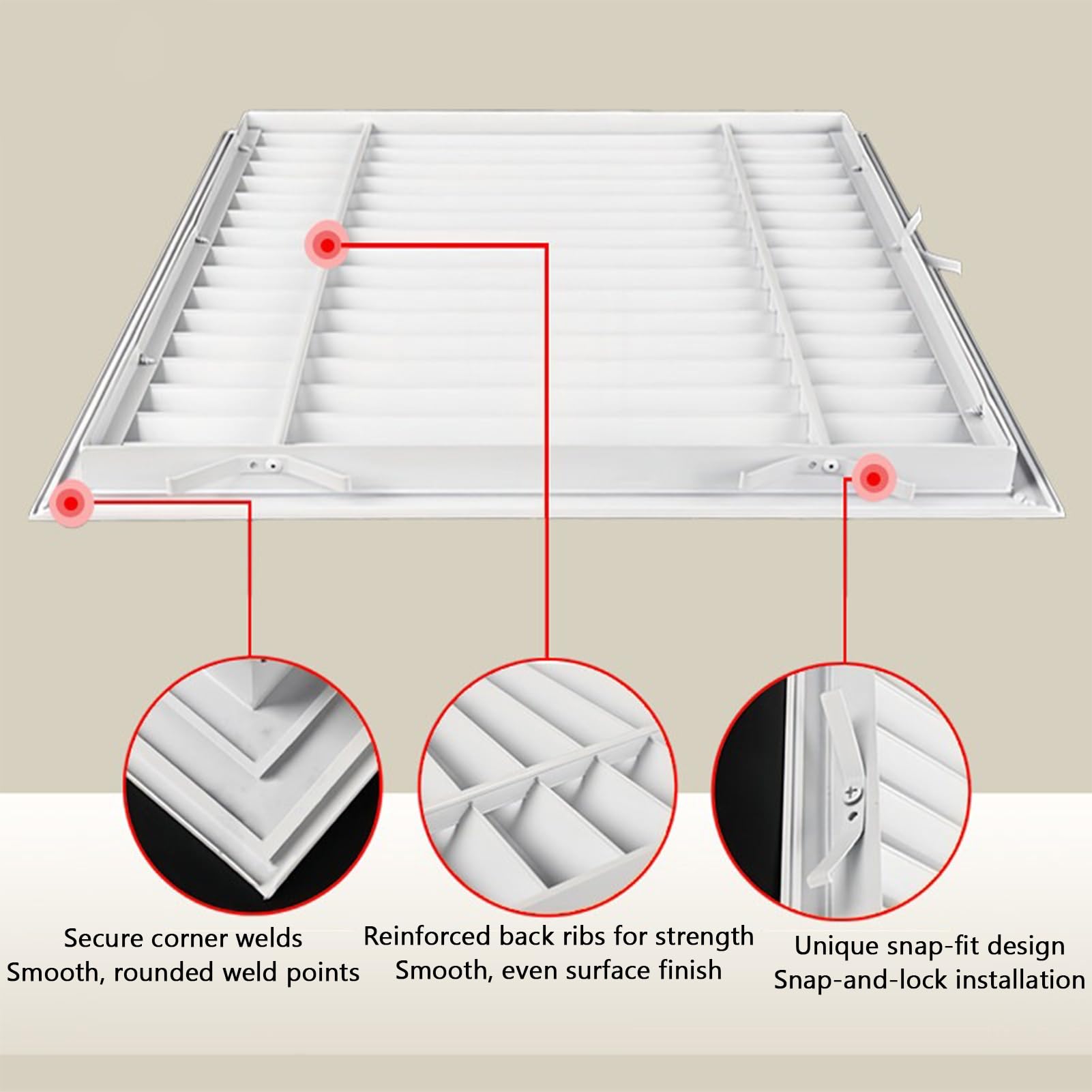 Cubreradiador Vapor Rejilla de Ventilación Aluminio Rayas Horizontales Covers Radiators Comedor Vestíbulo(21.65 x 21.65in/550 x 550mm)