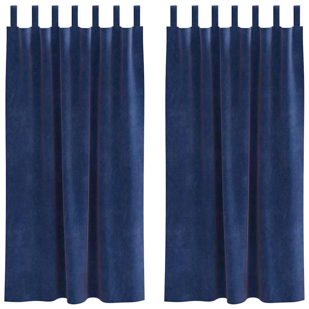 Rideaux Occultants en Velours Bleu Foncé, Lot de 2 Pièces 140 x 175 cm, Rideau Opaque à Passants en Tissu pour Décoration de Fenêtre de Salon et Chambre à Coucher