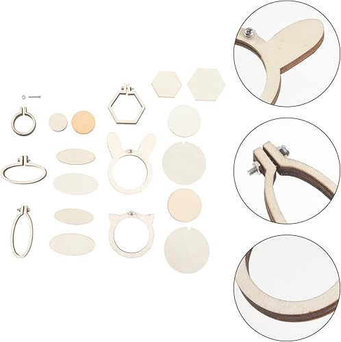 Miniatura 8 de EXCEART 6 anillos de decoración en miniatura, aros de bordado, marco de punto de cruz, círculos bordados para manualidades, mini aros de bordado,