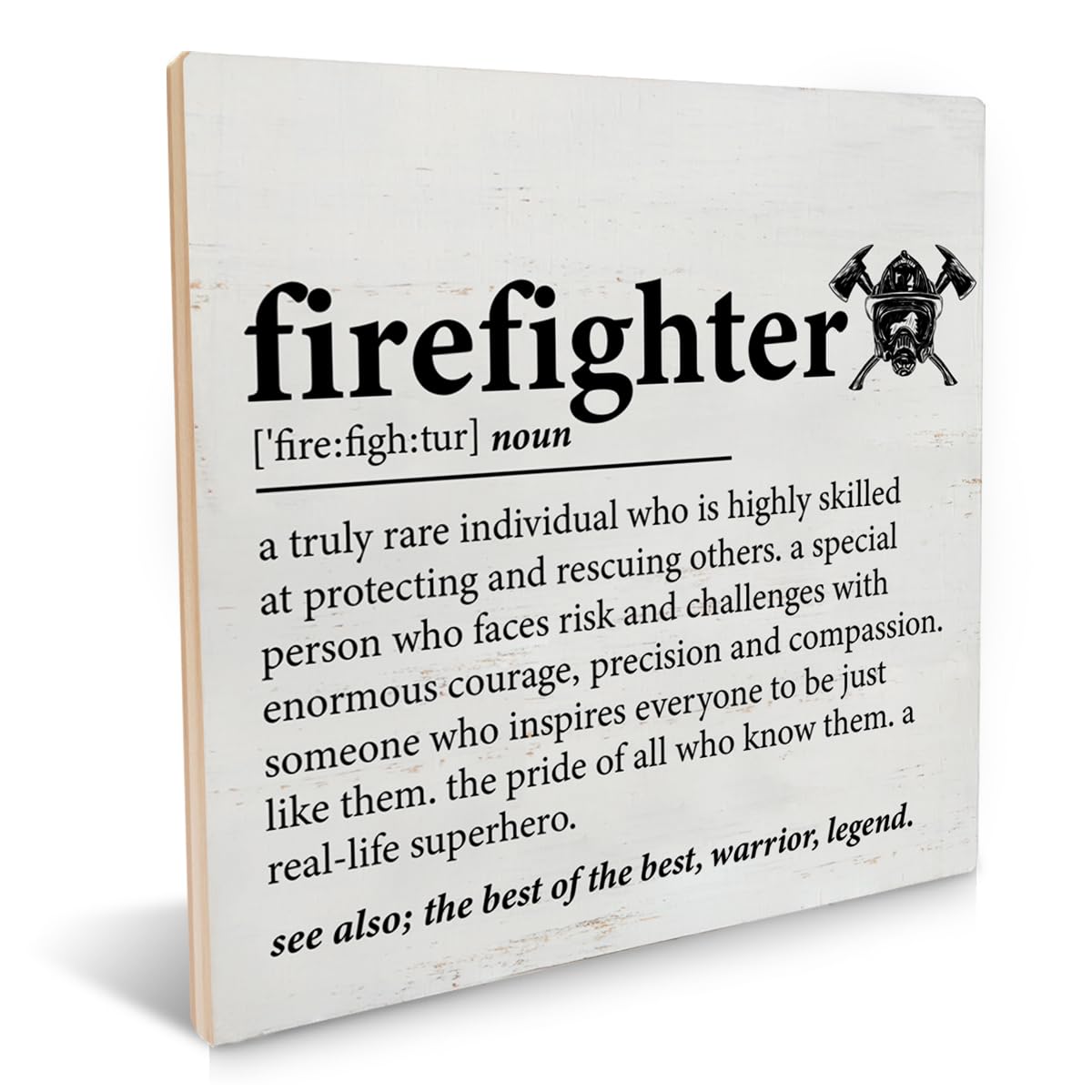 Firefighter Gifts Thank You Gift for Fireman Fire Fighter Wooden Sign Firefighter Definition Wood Signs Plaque Keepsake Home Office Desk Decor 6.2 X