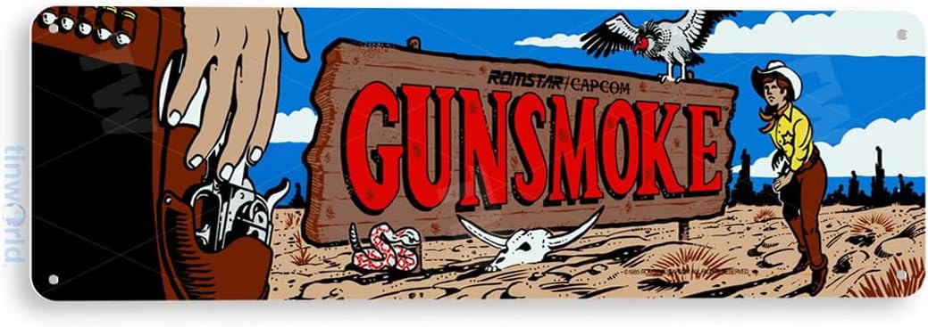 Tinworld Tin Sign: Gunsmoke Arcade Shop Game Room Marquee Metal Decor Retro Console A421