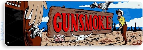Estaño Signo "Gunsmoke Arcade Shop sala de juegos arte Marquee Consol metal Decor A421 #