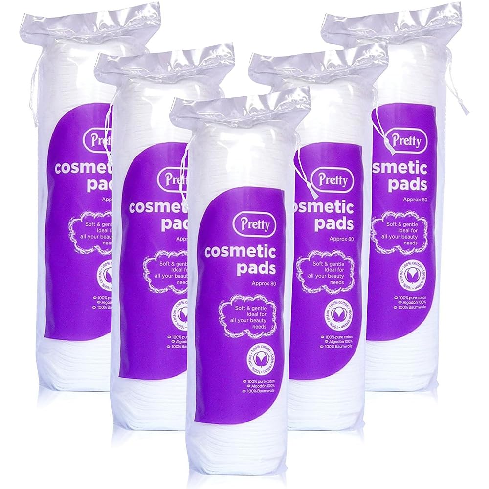 400 Cosmetic Pads Lint-Free 100% Pure Cotton Wool Soft Absorbent Gentle on Skin Ideal for Makeup Removal Skincare Nail Care (80 Packs of 5)