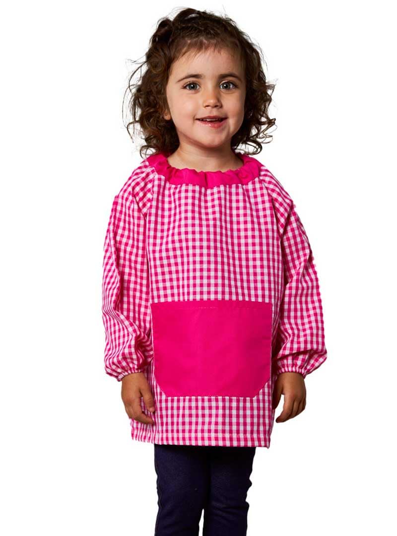 Tablier Blouse sans Boutons pour Enfants à Carreaux École Travaux Manuels