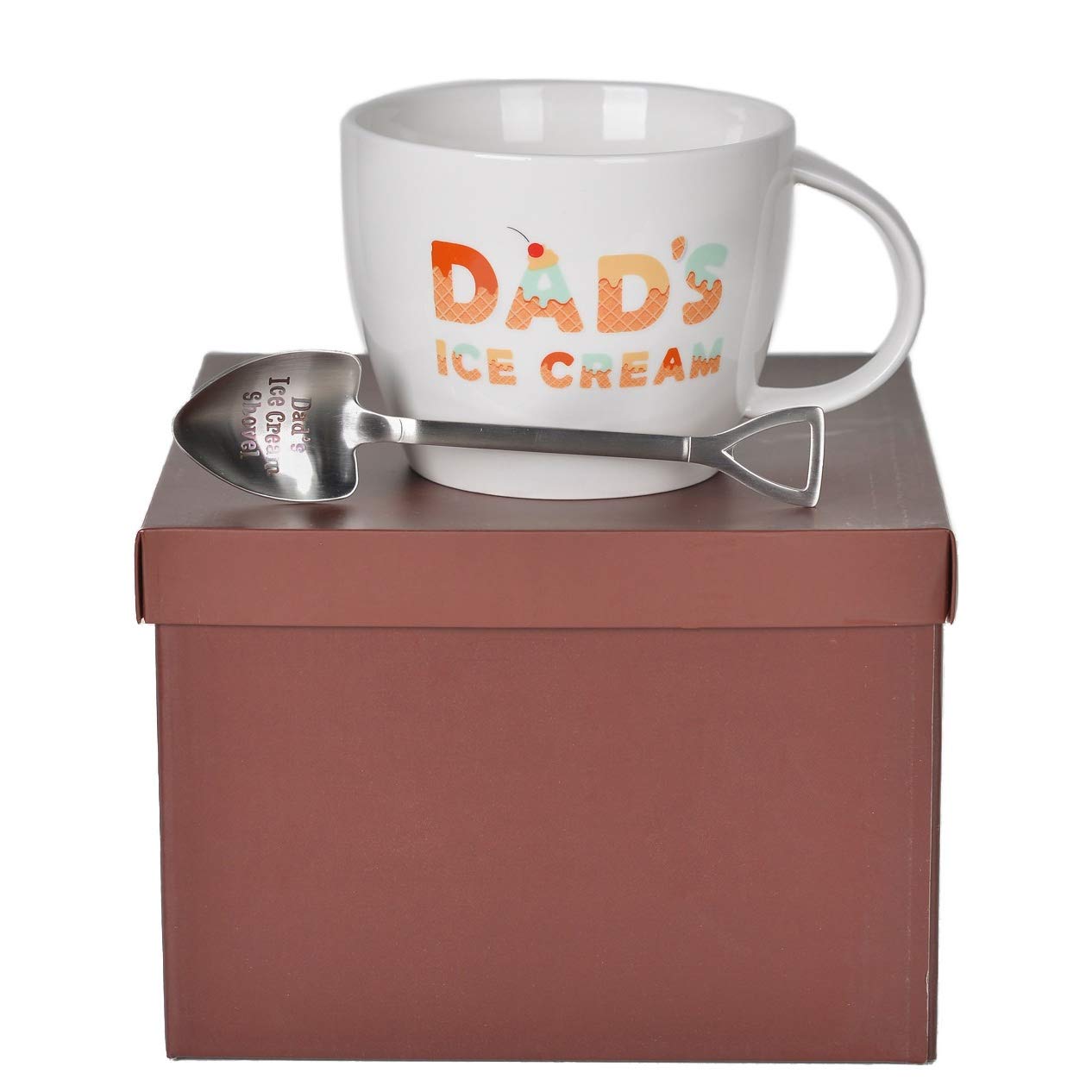 Dad Regalo de cumpleaños – Regalos para el día del Padre – papá Jokes – Dad 's Helado Crema Grabado Cuchara con Sello Pala y Cuenco Divertido para el Padre