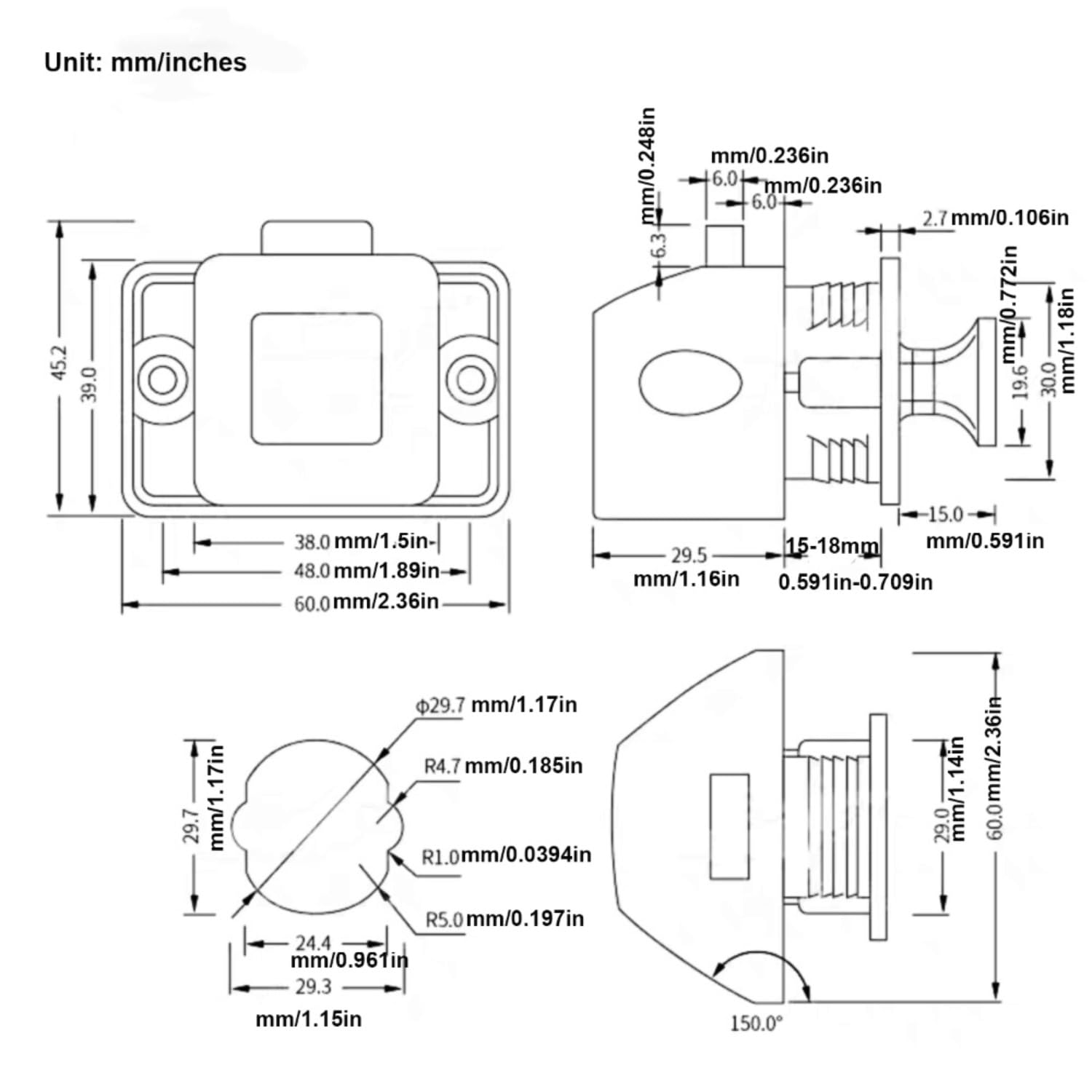 MTSmart RV Metal Push Button Cabinet Locks, Square RV Cabinet Locks for Motorhomes Caravans, Boats, Yachts, Marine - Image 4
