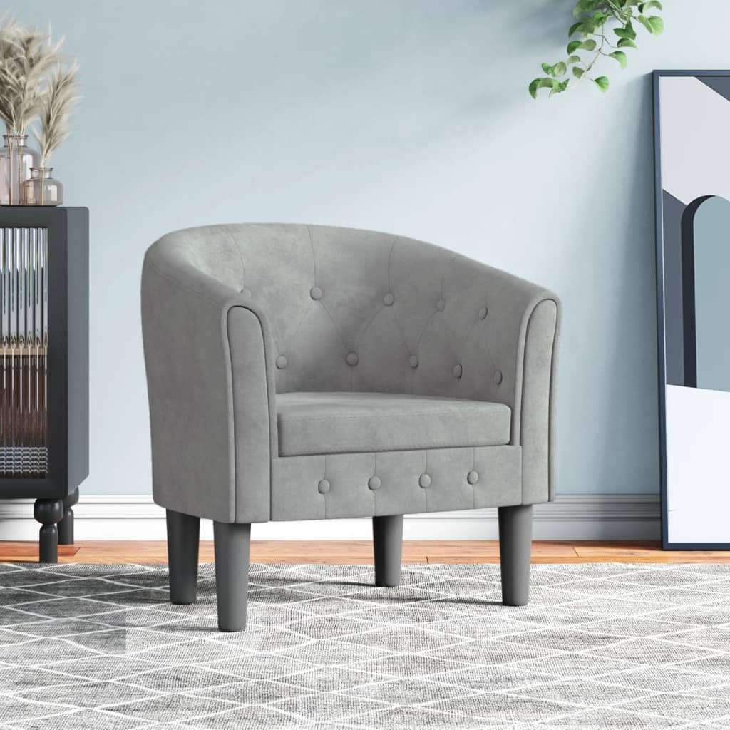 Cocktailsessel Clubsessel mit Hocker Loungesessel Sessel Samt Lesesessel Kleiner Ruhesessel Bürosessel Retro Einzelsessel Sessel mit Fußhocker Dunkelgrau