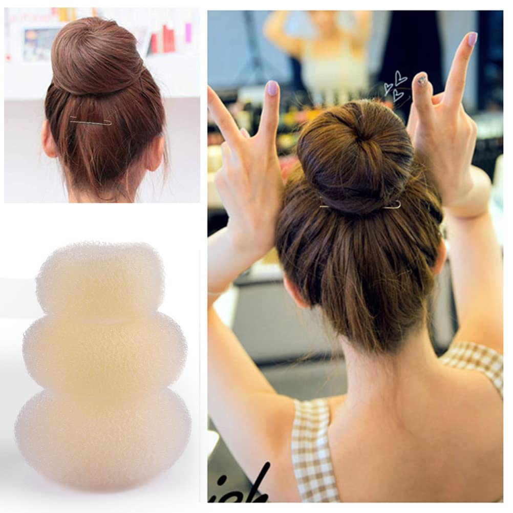 Donut Moño 6 Piezas con 20 Clips en Forma de U Kit Accesorios de Peinado para Mujeres
