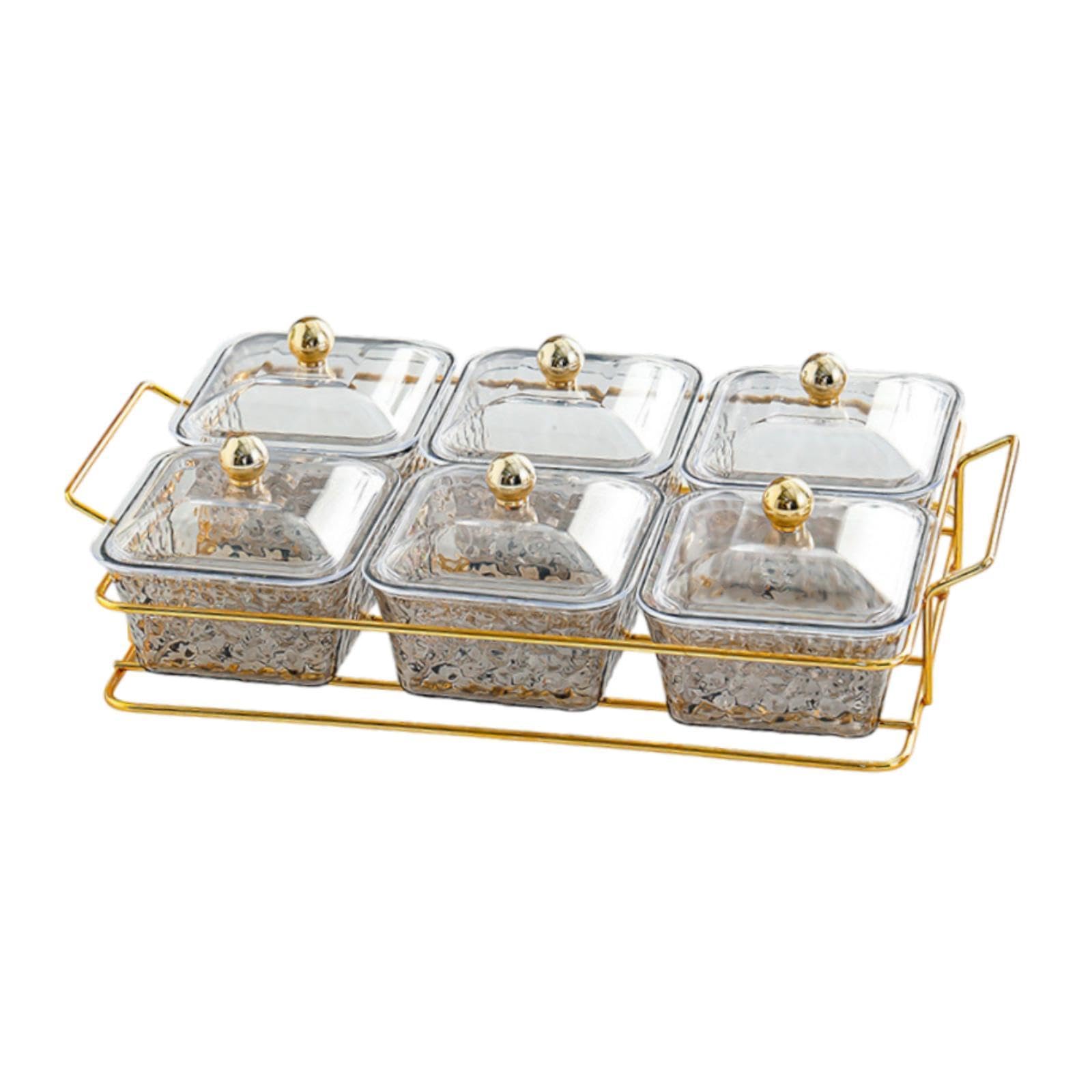 LOVIVER Assiette à Noix de Mariage, Bol à Noix divisé en Verre, Assiette de Service d'apéritif de Fruits secs, Plat à Bonbons pour Mariage, Salon, Maison, 6 Ceintures