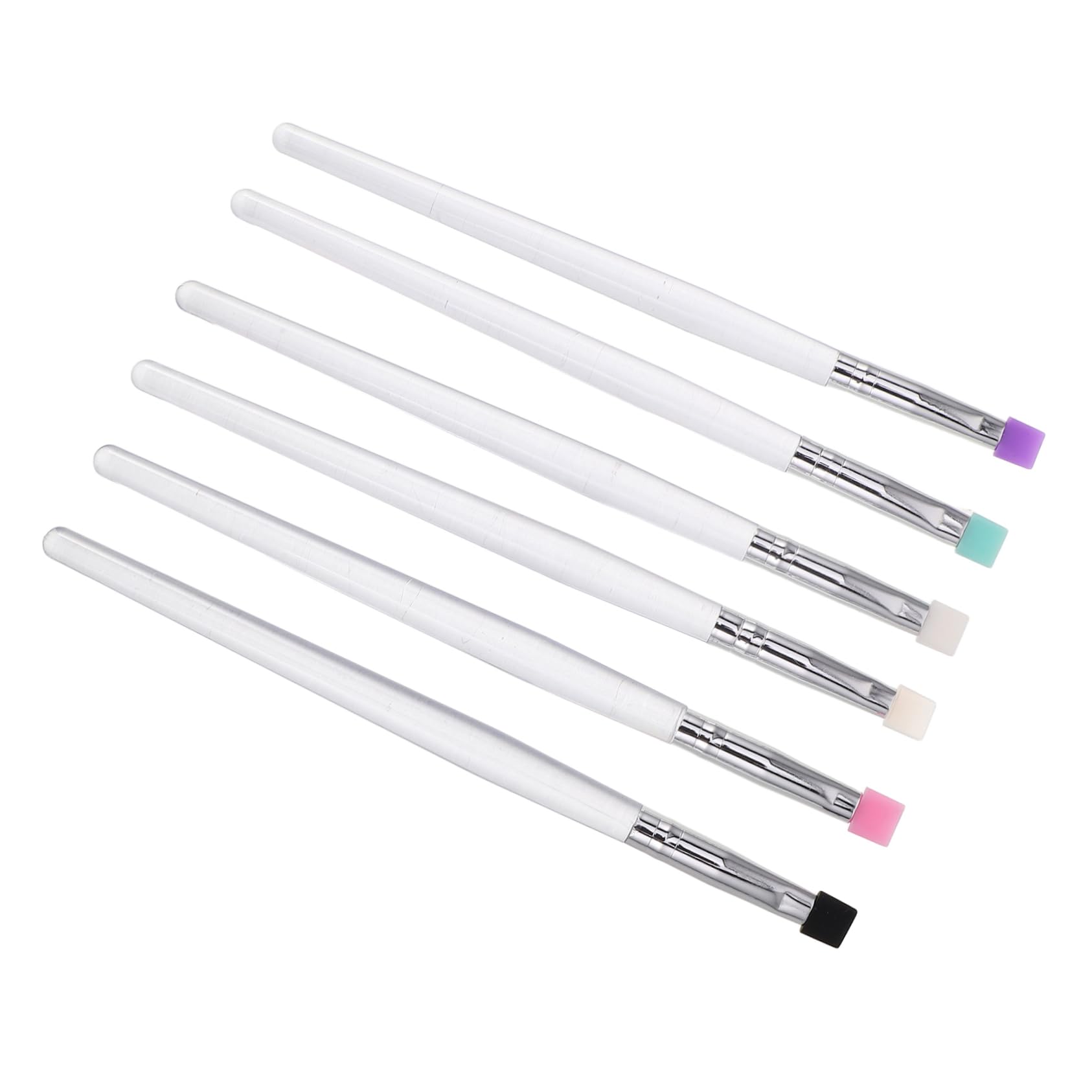 SAFIGLE 6Pcs Silicone Eye Makeup Brush Flat Eyelash Brush Glitter Eyeshadow Applicator Eyebrow Brush Portable Easy to Clean for Precise Eye Shadow Application and Blending