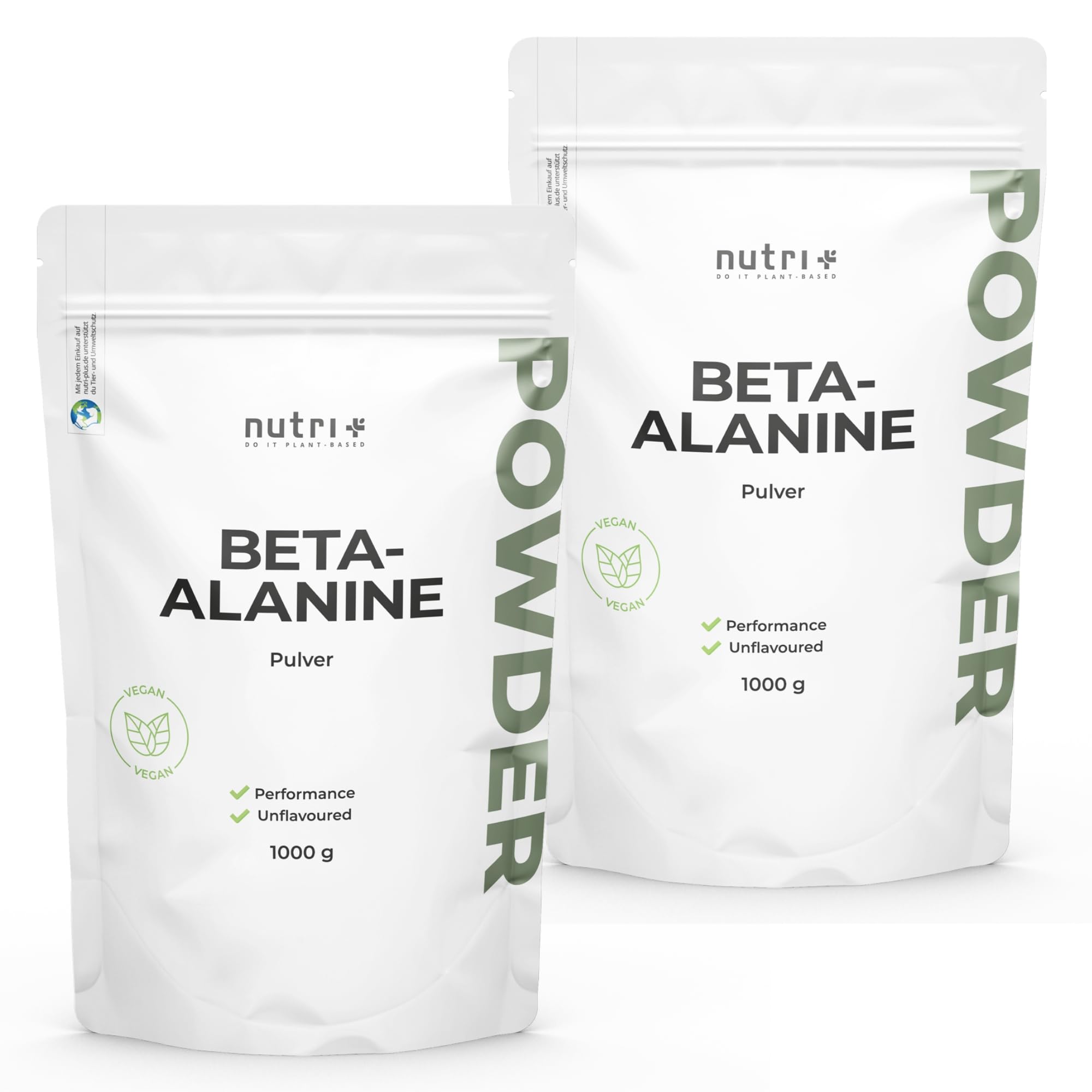 Nutri + Beta Alanina in Polvere 1 kg - vegana pura ad alto Dosaggio e senza Additivi - Booster pre-Allenamento - ß Alanine vegan Powder - Energizzante Sport 1000 g