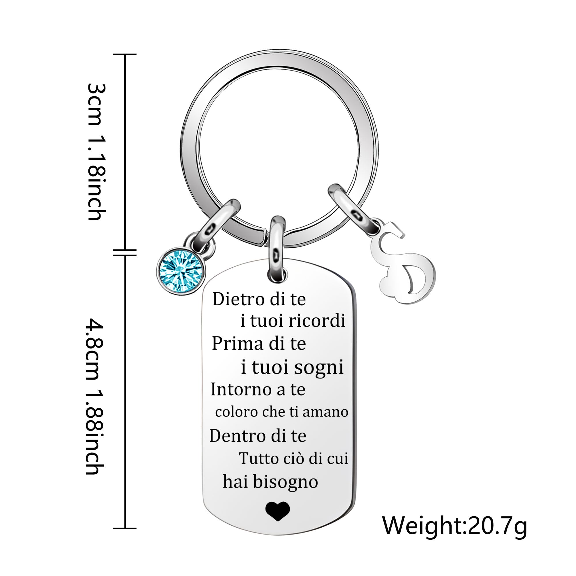 Inpirazione Portachiavi Regalo,Argento 26 Lettera A-Z Inglese Initial Pendente Portachiavi Per Le Donne Uomini Unisex Figlia Figlio Sorelle Amici Amante Compleanno Natale Laurea