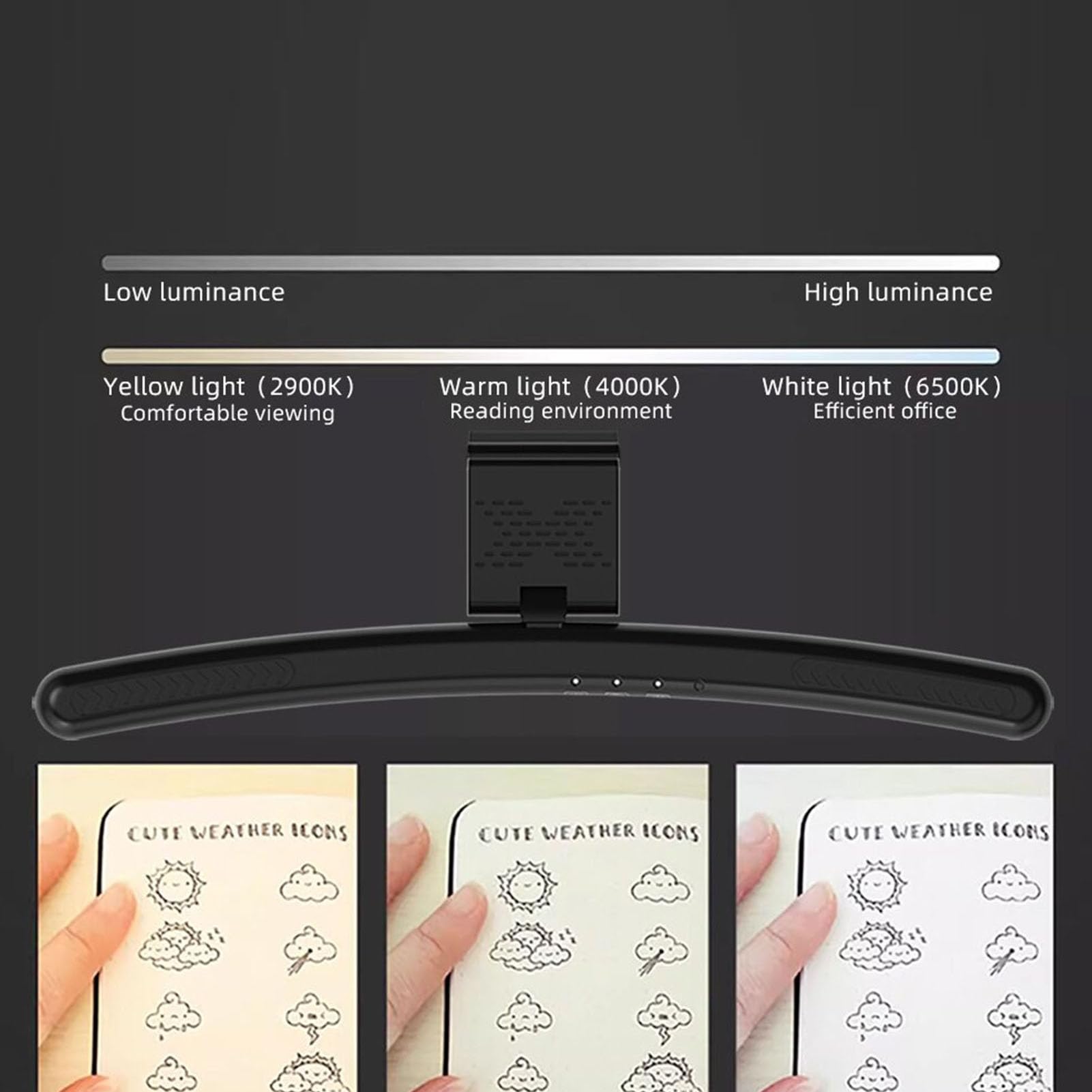 Barre Lumineuse de Moniteur Incurvée avec Télécommande sans Fil, Barre Lumineuse de Moniteur à Gradation Continue pour Le Soin des Yeux, 2950K-6100K et 185LM, Lampe D'écran LED