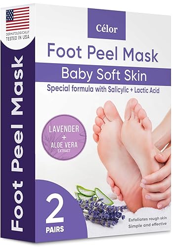 Foot Peeling Mask | Skin Care Pedicure Feet spa - Foot Mask & Callus Remover with Aloe Vera Extract for Baby Soft Skin | Woman & Man, Cracked Feet & Callus | Lavender (2 Pairs) - Lavender - 2 Pair (Pack of 1)