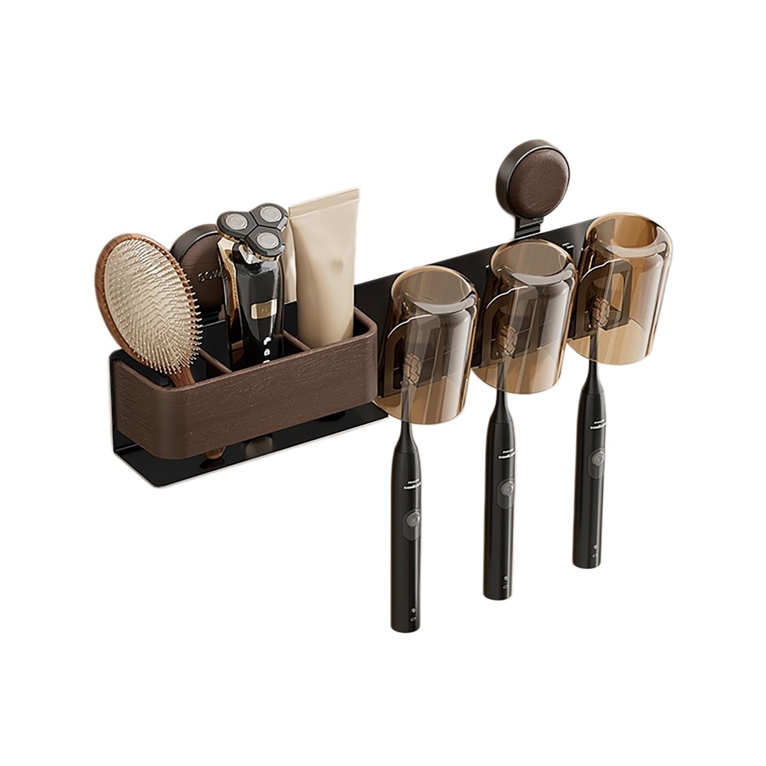 Wall Mounted Toothbrush Holder, No Drilling Waterproof Storage Rack