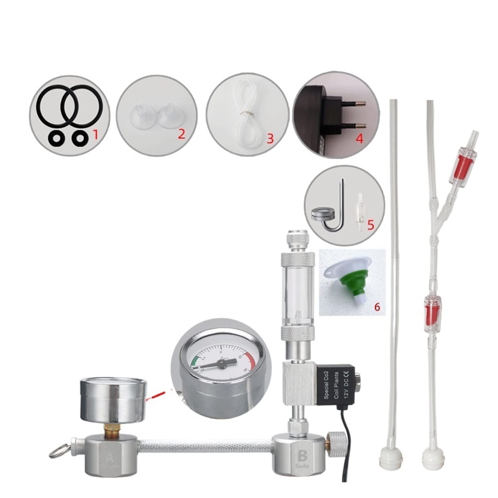 Sprzęt do spawania gazowego Zrdr Akwarium DIY CO2 Generator System Kit Generator CO2, dyfuzor licznika pęcherzyka z zaworem elektromagnesu, dla/wodnego wzrostu roślin Akcesoria do pomp powietrza (C