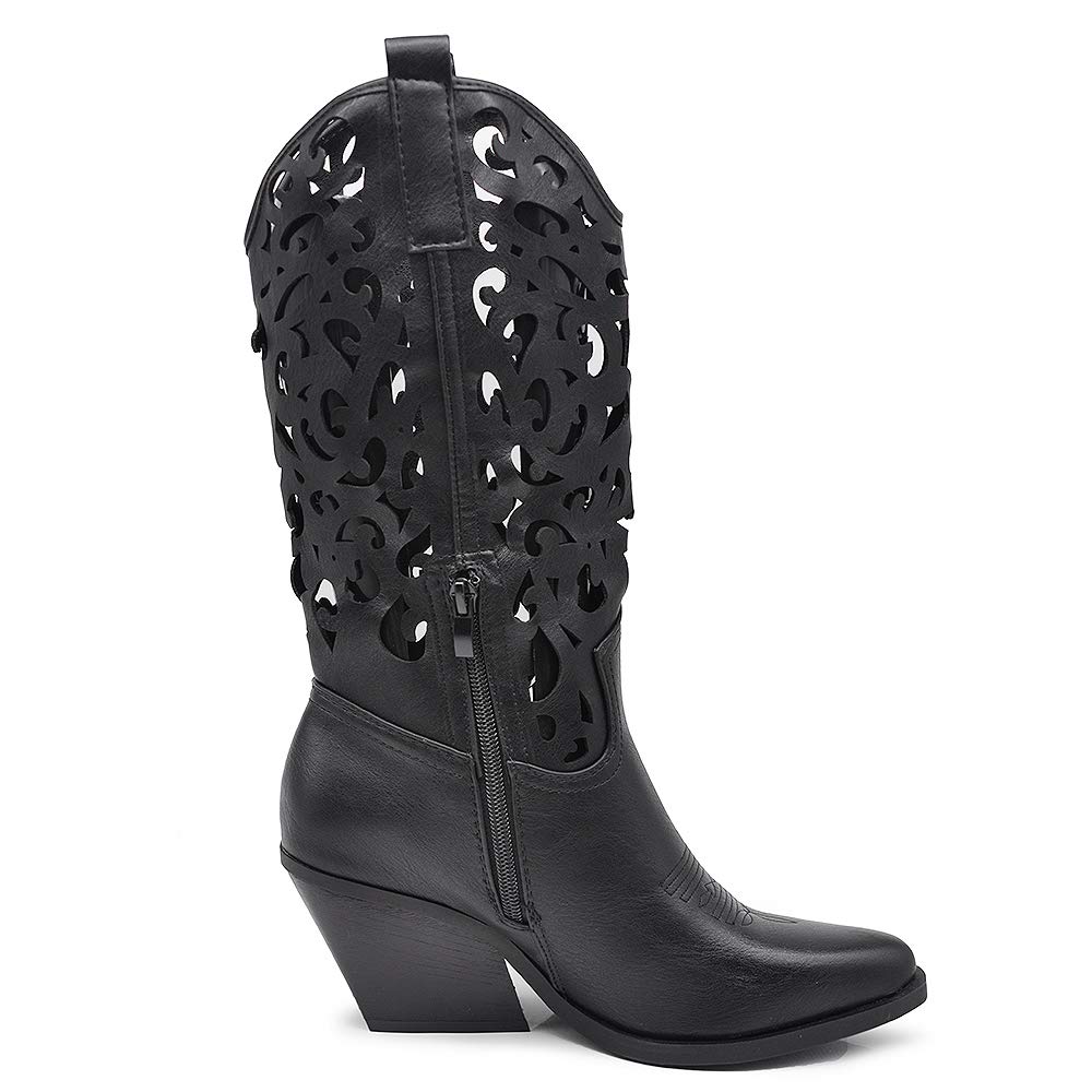 IF Fashion Stivali Stivaletti Texani Cowboy Western Scarpe da Donna Punta Camperos Etnici 629