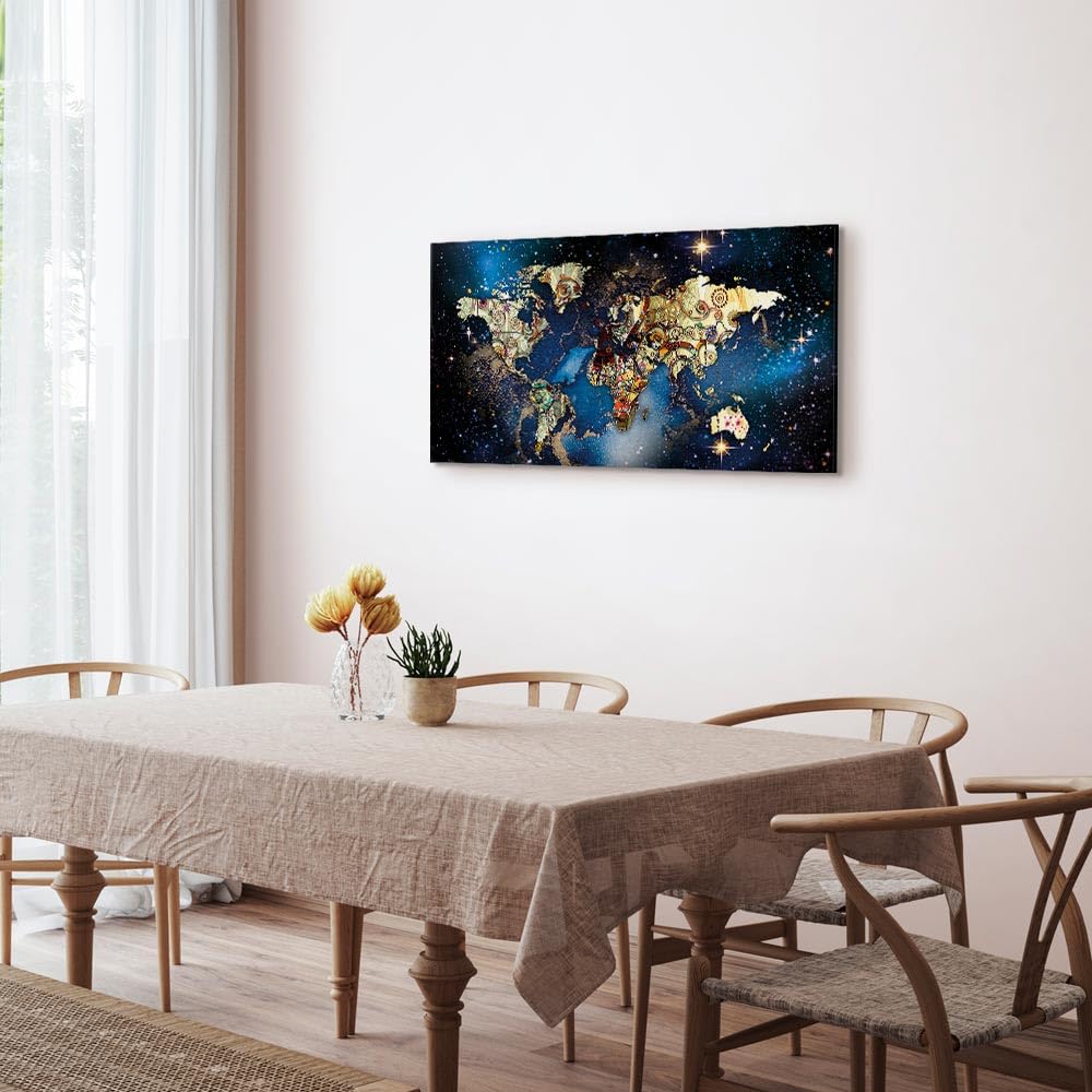 murando - Quadro Moderno per Soggiorno, Mappa del Mondo, 140x70 cm
