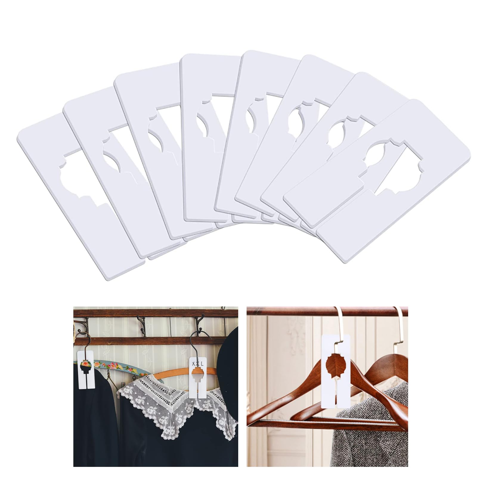 8 divisori per armadio, divisori per grucce appendiabiti, divisori rettangolari bianchi, divisori per guardaroba, separatori vuoti utilizzati per classificare taglie e colori dei vestiti (bianco