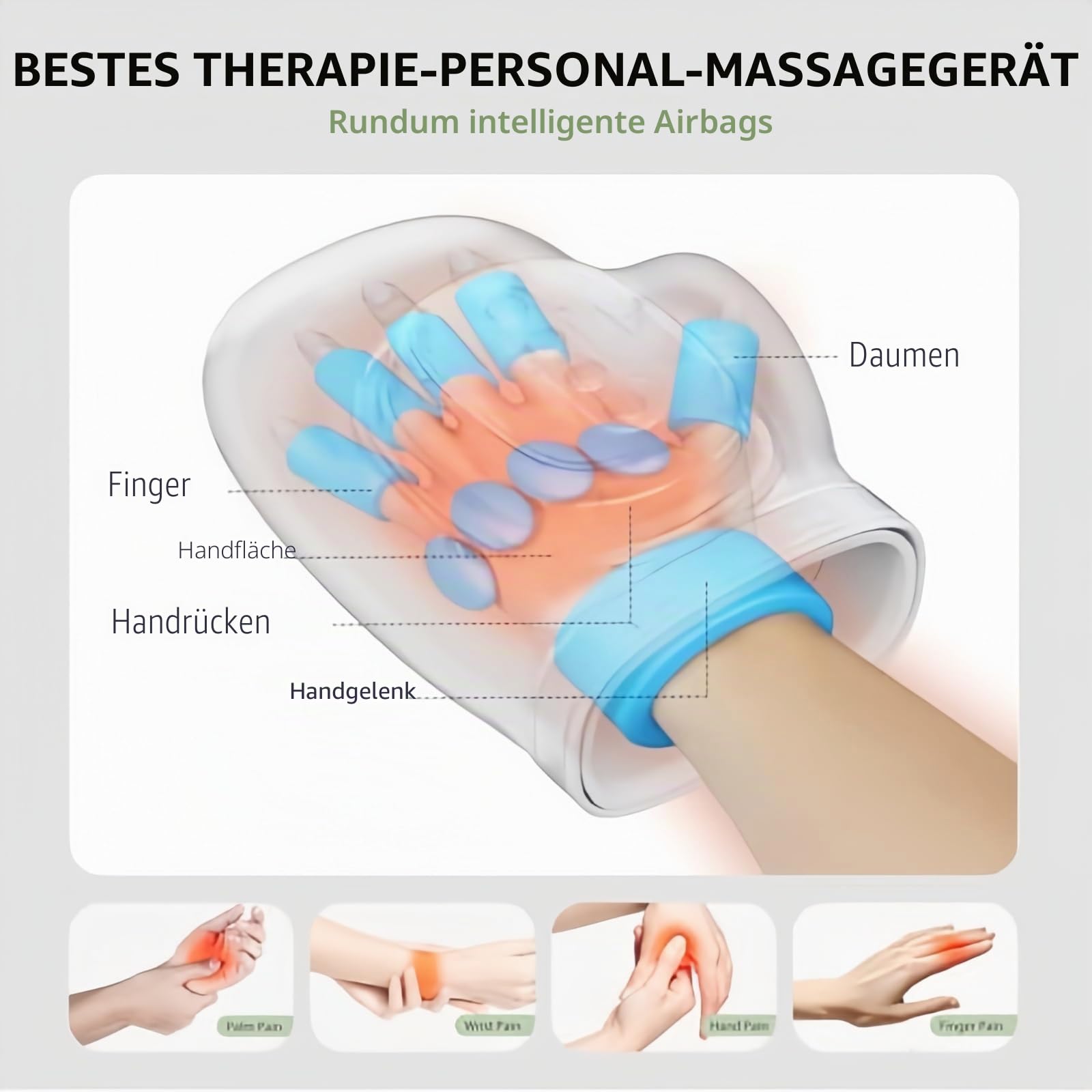 Handmassagegerät mit Wärme & Kompression—Entspannung auf Knopfdruck,Elektrisches Massagegerät Mit 5 Intensitäten Und 3 Modi,Automatische Timer Funktion Handgelenkmassage FüR Familie & Freunde (A)