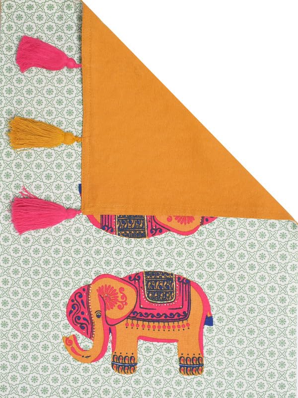 Image of Blanc 9 Gaja Home & Kitchen Pure Cotton Printed 4 /6 Seater Table Runner|(33x182) cm