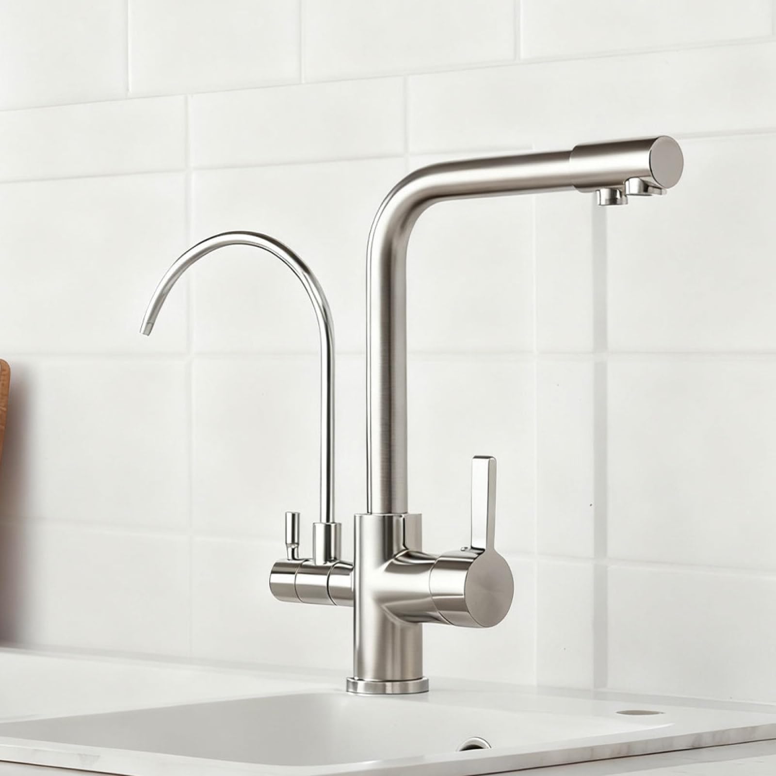 Fanjubei Brushed Kitchen Copper Hot And Cold Water Purification Rotating Foldable Sink Faucet