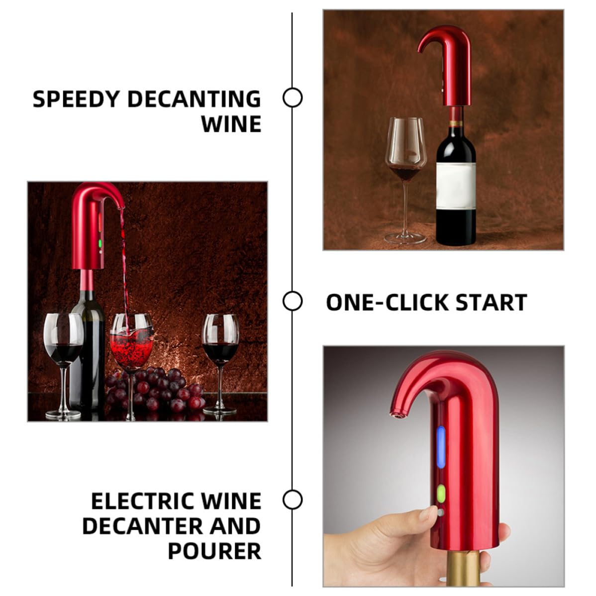 Aérateur à Vin Électrique Portable, Distributeur Automatique Rouge