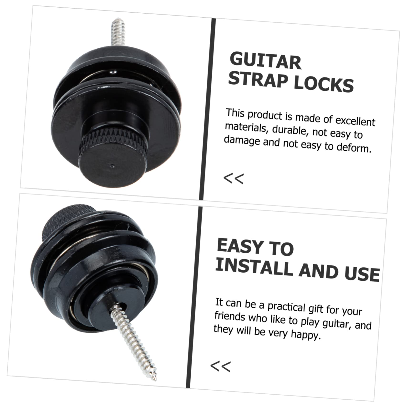 SUPVOX 2pcs Guitar Strap Locks Flat Round Head for Electric Guitar Secure and Easy to Install Bass Belt Nail for Instrument Safe Lock