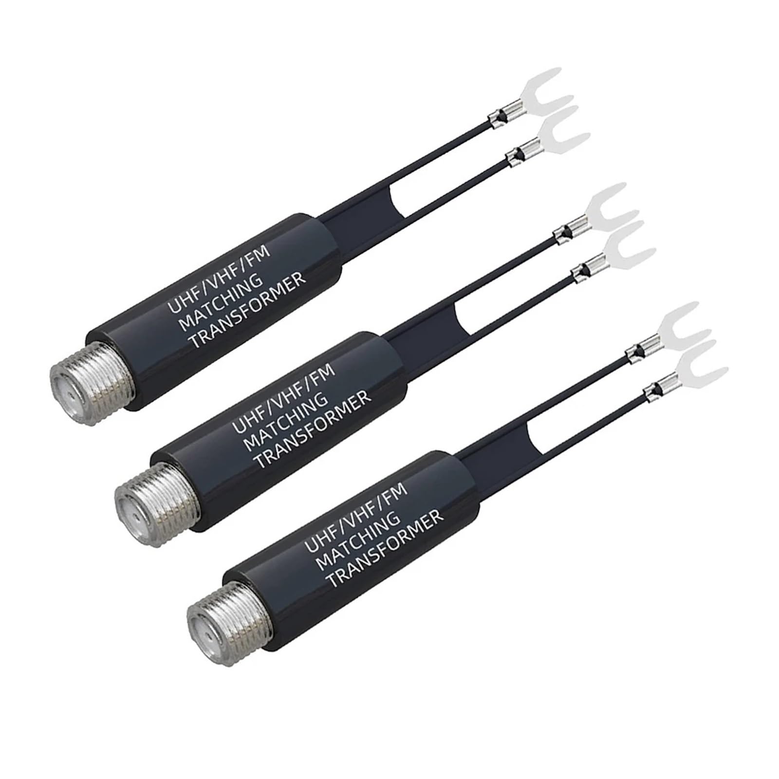 Adaptateur 75 Ohm à 300 Ohm Transformateur d'antenne UHF VHF FM F Femelle for antenne coaxiale TV radio RF(Gold x 5PCS)