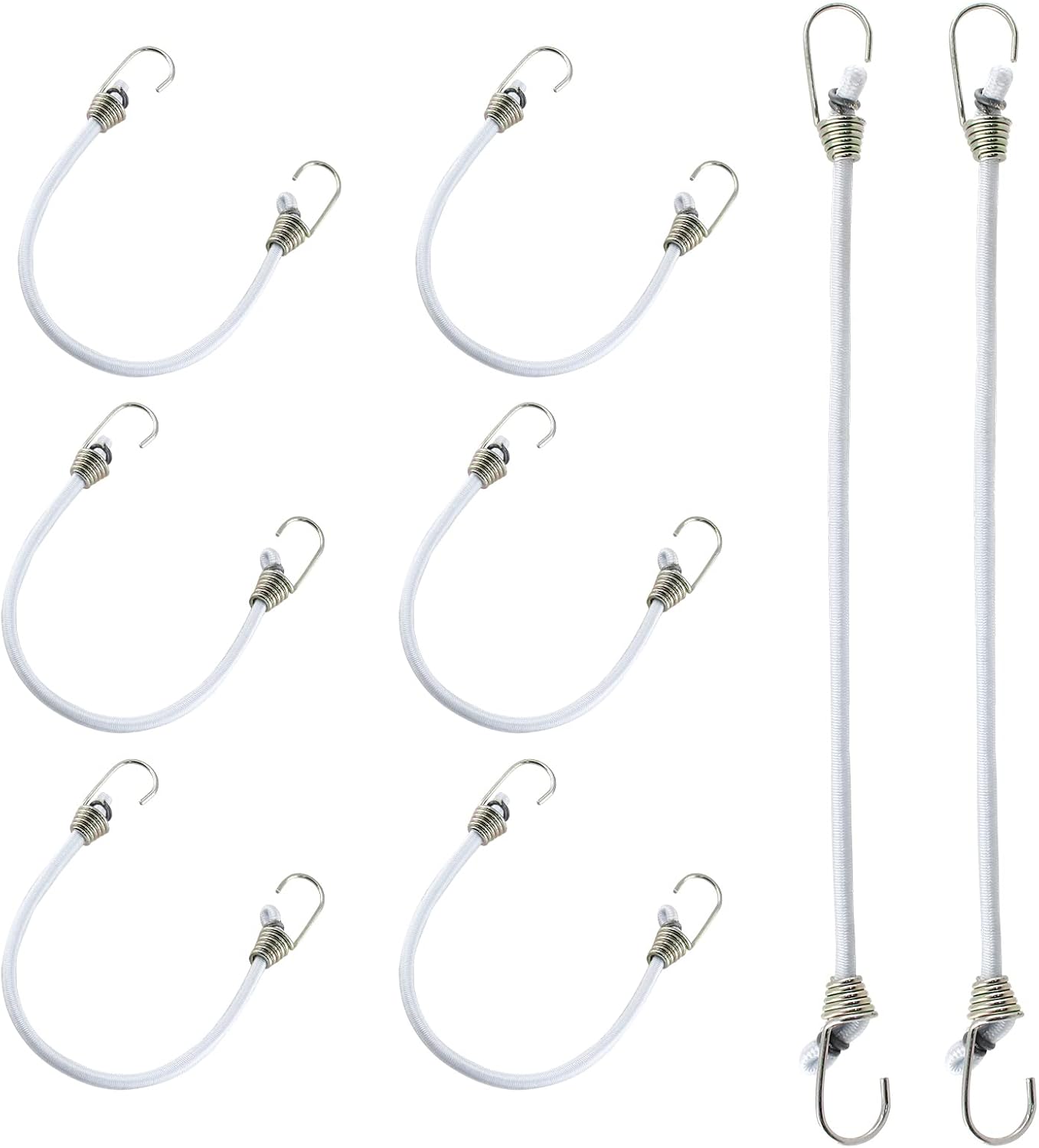 Kyuionty 8 Pack Mini Bungee Cords with Hooks, 10 Inch Elastic Bungee