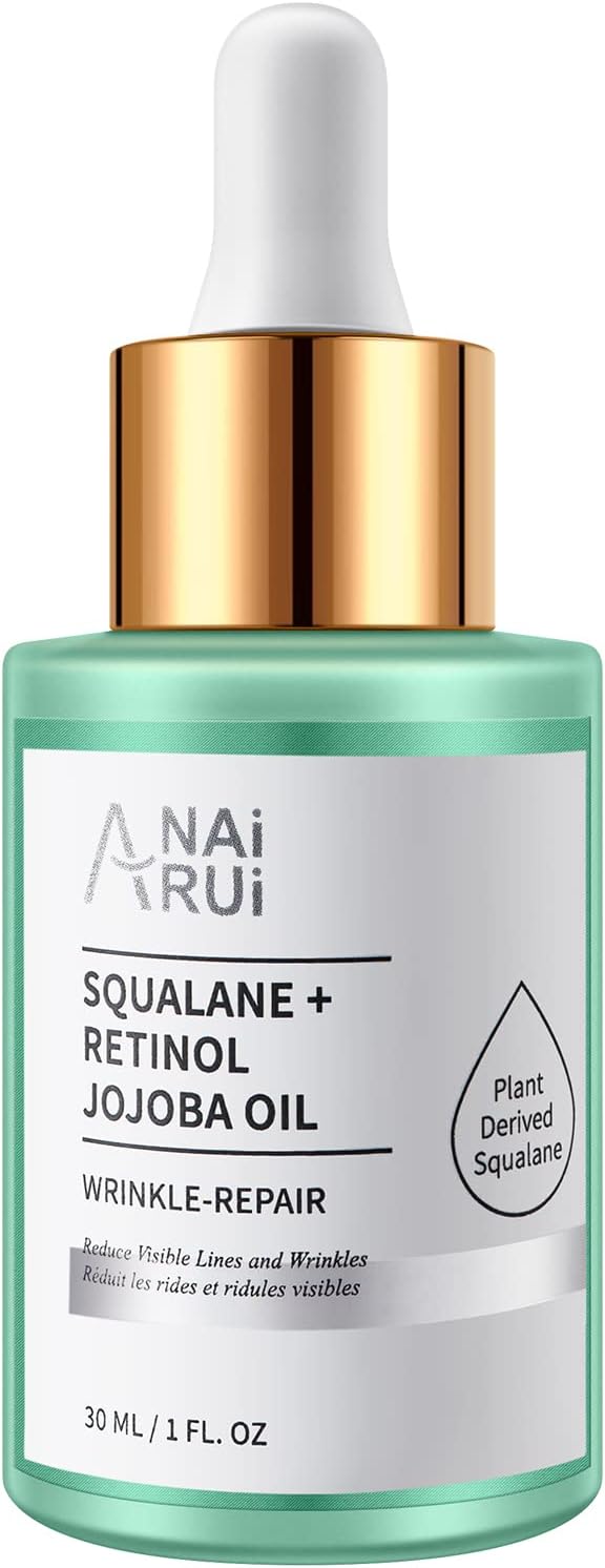ANAiRUi Jojoba Oil Squalane Retinol Jojoba Oil - Face Oil - Nourishes Skin, Reduces Fine Lines and Wrinkles - for Face, Skin, Neck, Hair and Nails Care, 30 ml