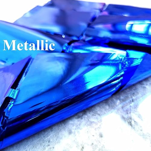 Miniatura 8 de Telón de fondo azul para decoración de fiesta, cortina cuadrada metálica con flecos de papel de aluminio azul, accesorios para cabina de fotos para