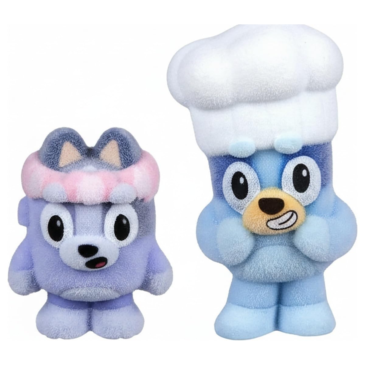 Bluey Fuzzies Surprise 2 Pack. with 2 Specially Flocked Collectible Mini-Figures, Trading Card, and Collector's Guide. 80 to Collect in Series 1! Look Out for Rare Variants.