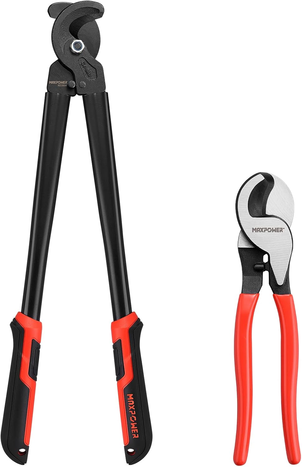 MAXPOWER 2 Pcs Cable Cutter Set, 10Inch and 14 inches Heavy Duty Cable Cutters for Cutting
