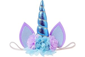 Baby Girls Blue Unicorn Headband, Glitter Unicorn Horn Headband For Children, Party Supplies