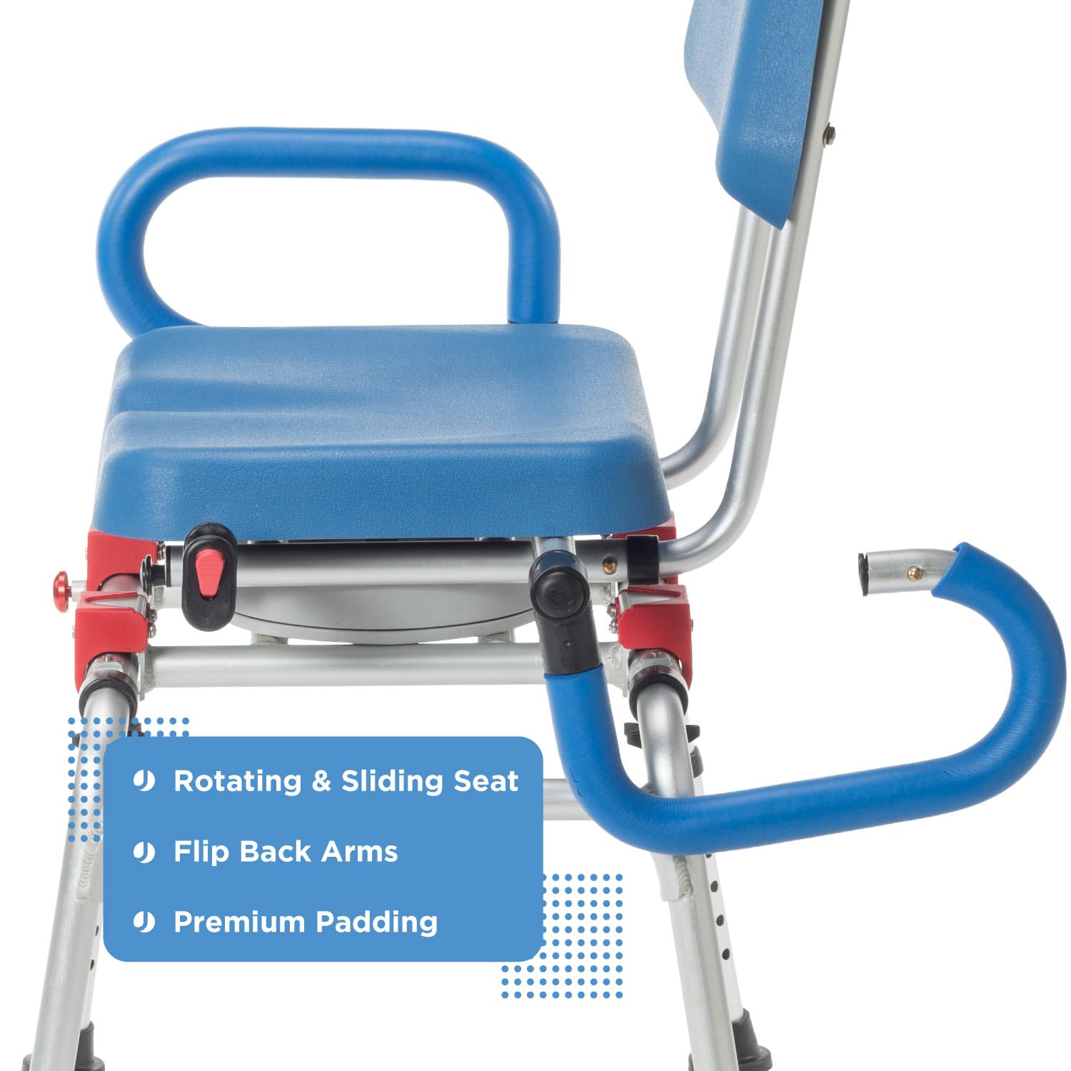 Journey SoftSecure - Banco Giratorio para bañera – Silla de Ducha para bañera Interior – Asiento Acolchado para bañera con Brazos – Taburete de Ducha y Banco de Transferencia de bañera – Sillas de