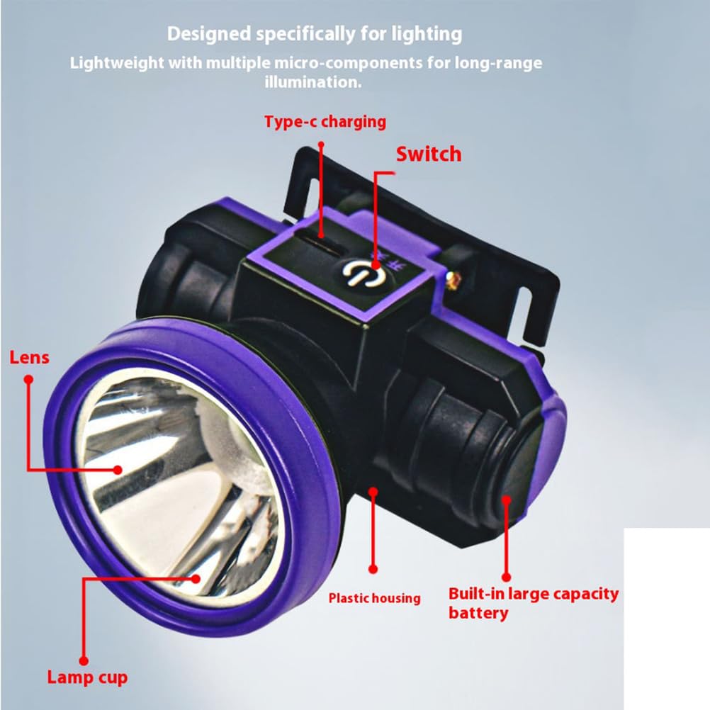 Linterna Frontal LED portátil de Alta Potencia de 100W Linterna Recargable Impermeable con Casco 3 Modos de iluminación Recargable por USB para Pesca