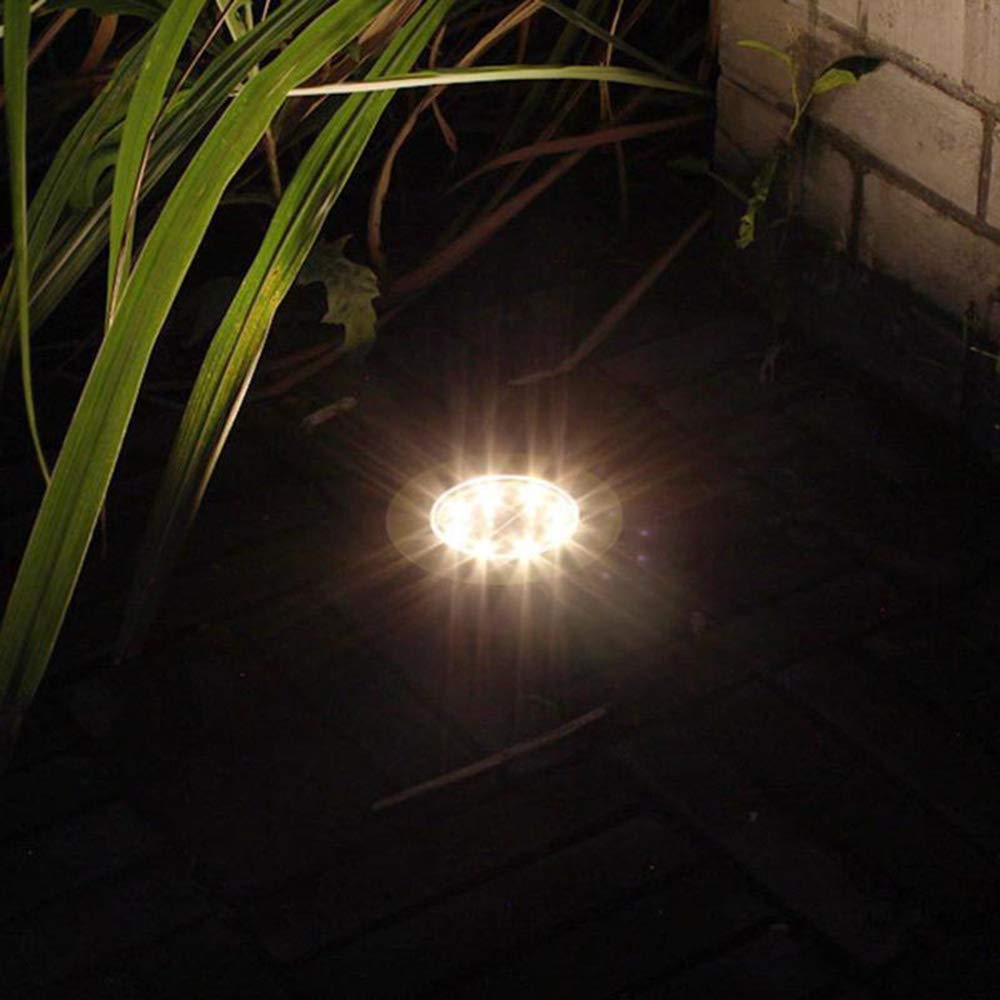 8LED Solaire IP65 lumière souterraine extérieure Jardin étanche Pathway Buried Chemin Lampe Spot encastrable Creusée éclairage paysager,Warm White,4PC